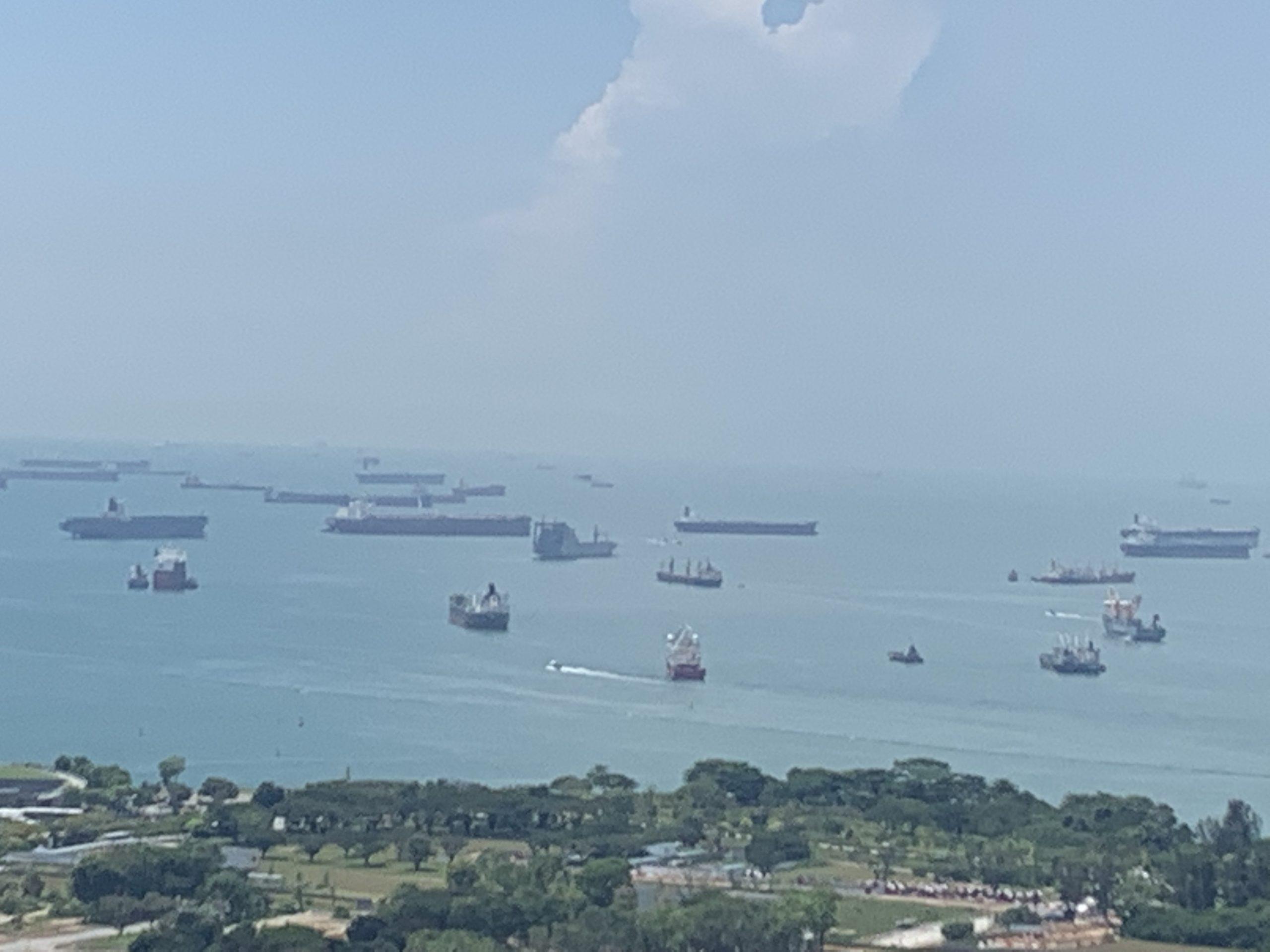 Ships in the harbour off Singapore
